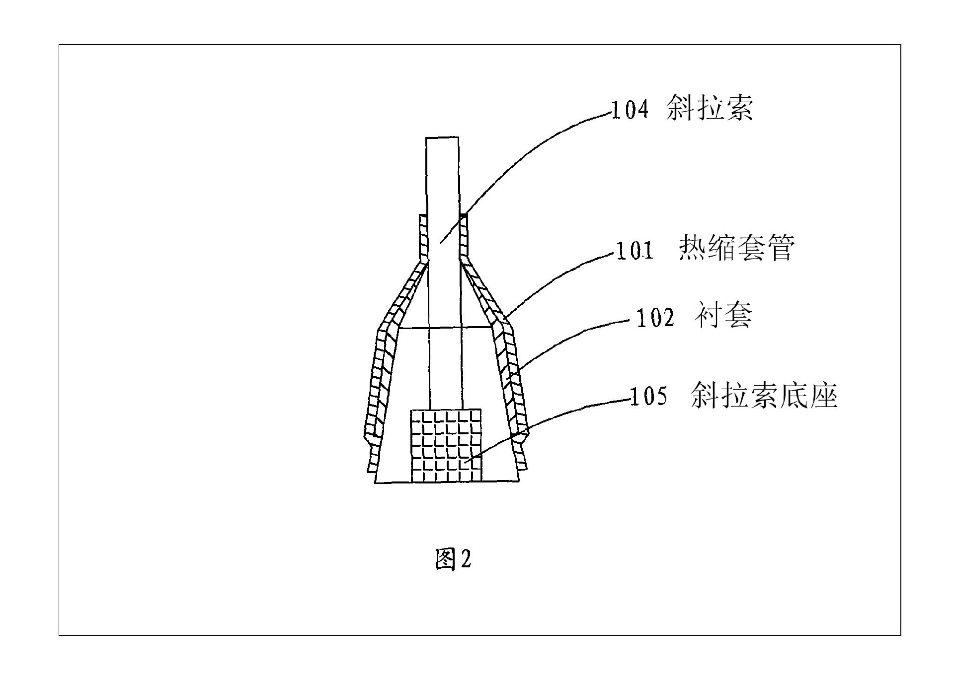 斜拉索橋梁鋼索聯結底座防腐密封熱縮構件示意圖2